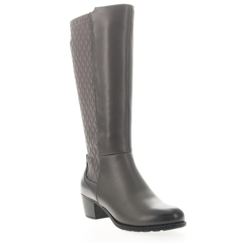 Propét Black Wide Calf Boots Leather Knee High Womens Sz 8.5 Wide Talise